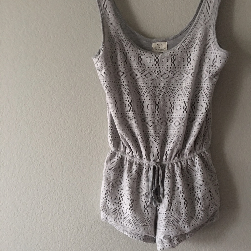 Urban Outfitters Light Gray Crochet Romper